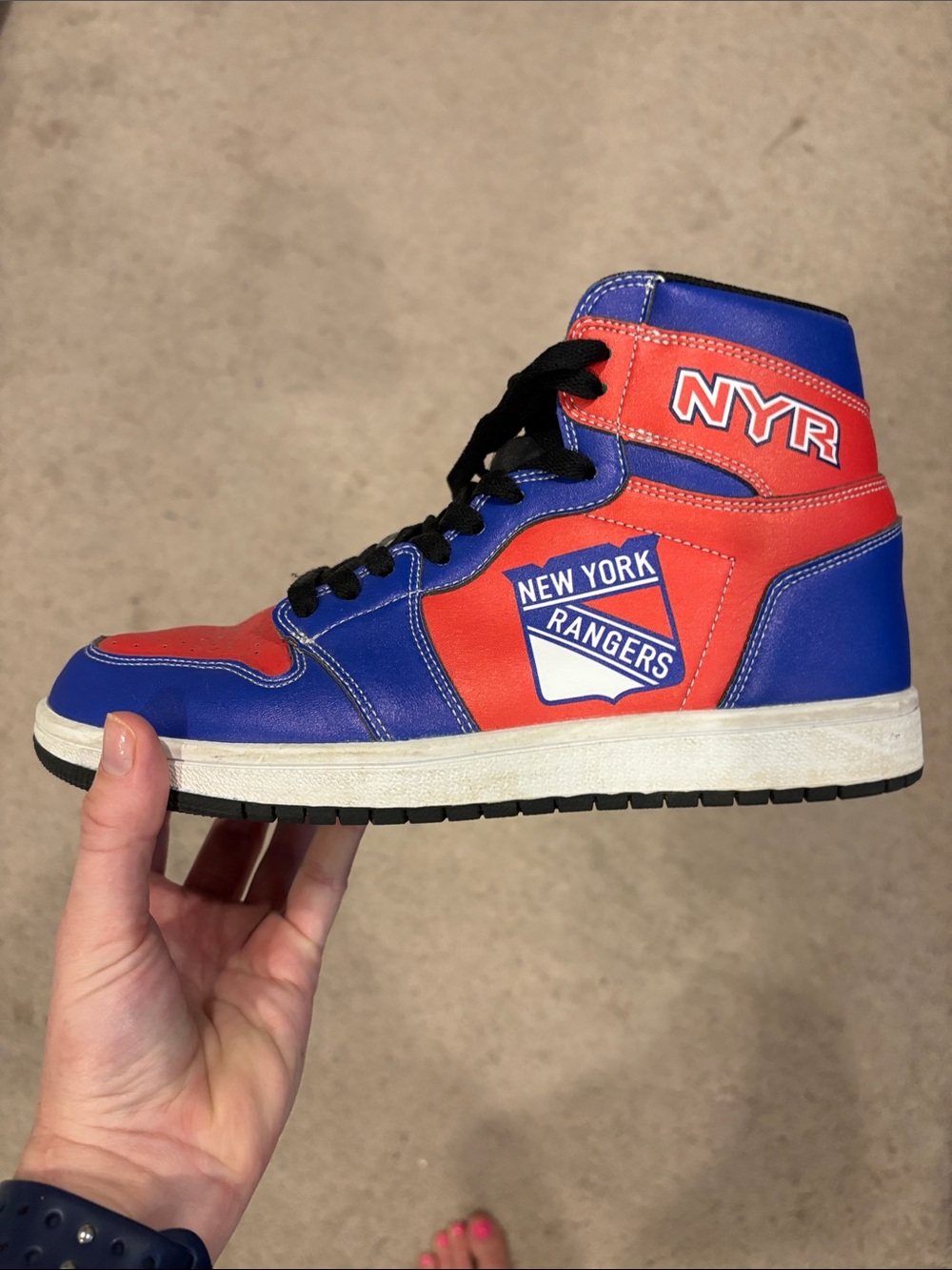 New York Rangers Jordan’s High-Top Sneakers - Blue & Red